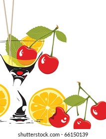 sweet cherry and glass (vector)