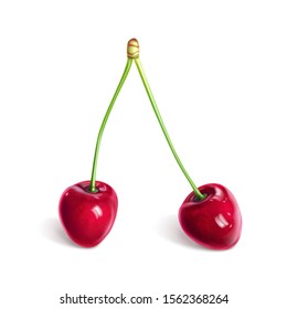 Sweet cherry isolated on white background.