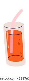 Süßer Kirschsaft flach Symbol Trinken auf Glas. Vektorgrafik