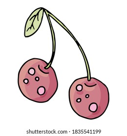 sweet cherry, kawaii sweets vector element cute drawing for kids