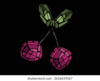 Sweet cherry mosaic. Vector illustration.