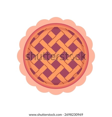Sweet Cherry Pie Slice Icon. Homemade Fruit Dessert for Thanksgiving. Vector Illustration.