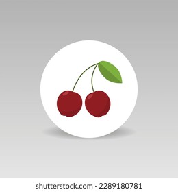 Sweet Cherry round vector icon Vegetarian concept