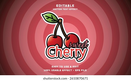 sweet cherry vector text effect with modern style design usable for logo or company campaign