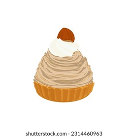 Sweet Chestnut Mont Blanc Cake  Dessert Illustration Logo