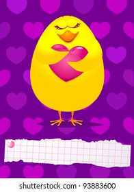 Sweet chick in love with banner, vector
