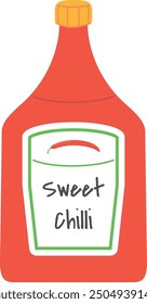 Sweet chili bottle icon. Color sauce symbol