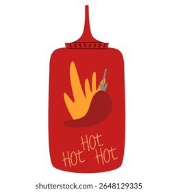 Sweet chili sauce. Hot chilli pepper bottle.