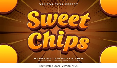 Sweet Chips 3d editable text effect Template suitable for bakery food products