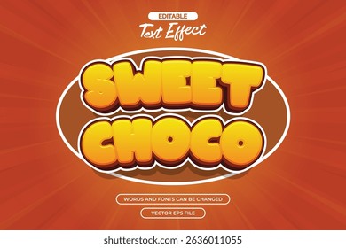 Sweet choco editable text effect with cartoon style text and with comic background