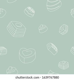 Sweet chocolate background - Vector seamless pattern of dessert, candy, truffle and snack for graphic design