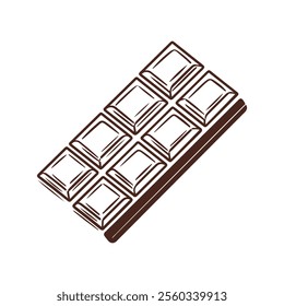 Sweet Chocolate Bar with Broken Squares for Dessert Designs isolated vector art on white background 