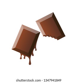 Sweet chocolate brown pieces isolated on white background