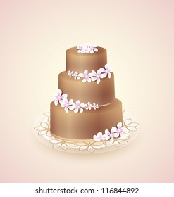 Sweet chocolate cake for celebrations, vector illustration