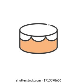 Sweet Chocolate Cake Dessert with Creme Pie Slice Piece Minimal Flat Line Outline Colorful and Stroke Icon. cake vector illustration. 
