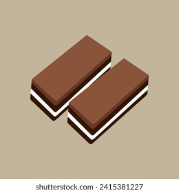Sweet Chocolate Cake Dessert vector illustration