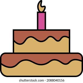 Sweet chocolate cake, illustration, vector, on a white background.