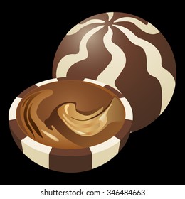 sweet chocolate candies on a black background vector