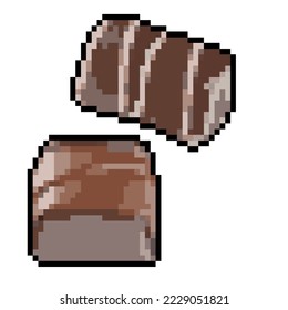 Sweet Chocolate candy Pixel Art isolated on white background 