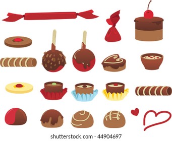 Sweet chocolate candy - vector set