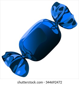 sweet chocolate candy with the wrapper on white background vector
