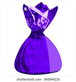 sweet chocolate candy with the wrapper on white background vector