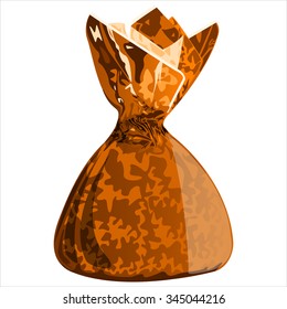 sweet chocolate candy with the wrapper on white background vector