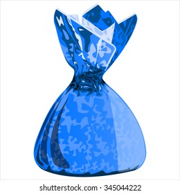 sweet chocolate candy with the wrapper on white background vector