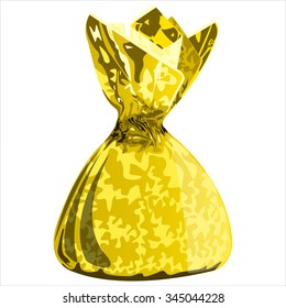 sweet chocolate candy with the wrapper on white background vector