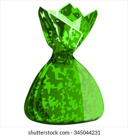 sweet chocolate candy with the wrapper on white background vector