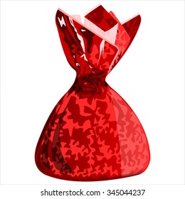 sweet chocolate candy with the wrapper on white background vector