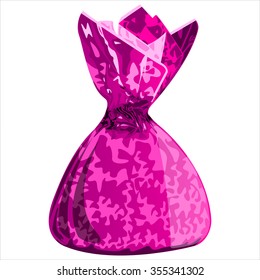 sweet chocolate candy with the wrapper on white background vector
