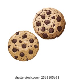 Sweet Chocolate Chip Cookies Isolated Vector Illustration for Dessert and Sweet Treat Designs On white background 