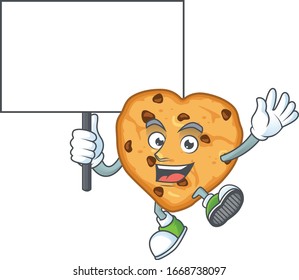 Sweet chocolate chips love cartoon character bring a board