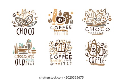 Sweet Chocolate and Coffee Logo Original Design Vector Set