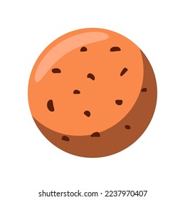 Sweet chocolate cookie cartoon illustration. Tasty fall and Halloween dessert isolated on white background. Food, beverage concept.