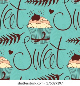 Sweet chocolate cupcake, design background