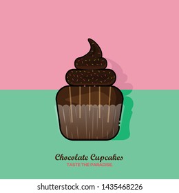 sweet chocolate  cupcake on Stripe background