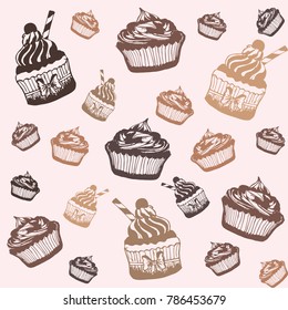 Sweet chocolate cupcakes pattern