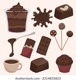 Sweet Chocolate Cute Hand Drawn Illustration Set