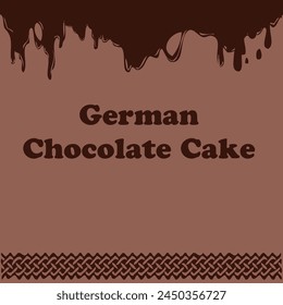 Sweet chocolate dessert German Chocolate Cake. Vector illustration.