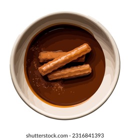 Sweet chocolate dessert on plate icon isolated