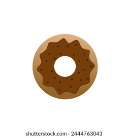 Sweet chocolate donut illustration. 
Vector illustration of a sweet chocolate donut with chocolate ball topping isolated on a white background. 