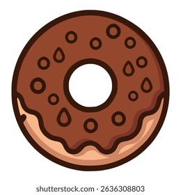 sweet chocolate donut snack food flat color vector illustration template design