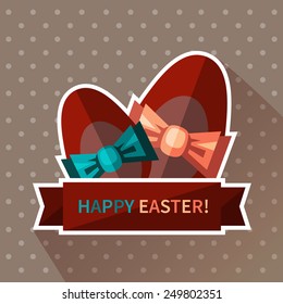 Sweet chocolate eggs. Vector template with flat design. Happy Easter! 