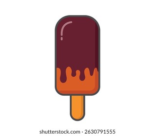 Sweet chocolate ice cream. Cold dessert and summer food. Isolated vector image