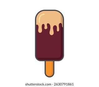 Sweet chocolate ice cream with creamy. Cold dessert and summer symbol. Isolated vector image