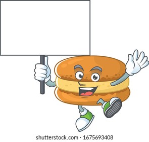 Sweet chocolate macarons cartoon character bring a board