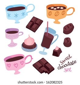 sweet chocolate set vector