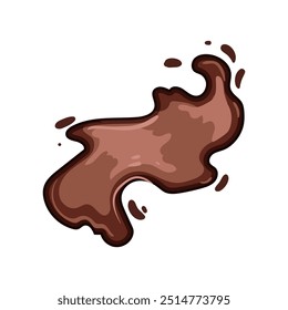 Caricatura de salpicadura de chocolate dulce. Regalo de indulgencia, rico gourmet, cremoso y decadente signo de salpicadura de chocolate dulce. símbolo aislado Ilustración vectorial